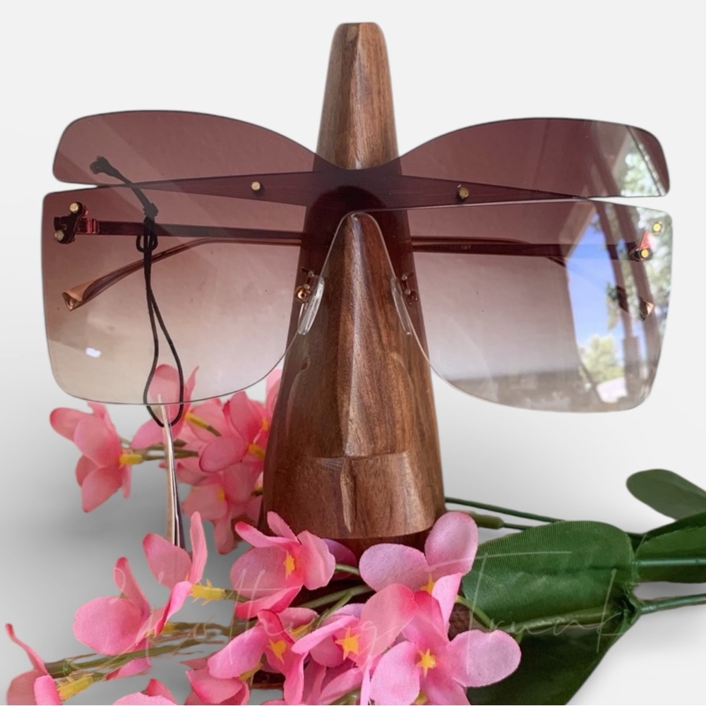 NWT Luxe Oversized Rimmed Sunglasses Brown UV400